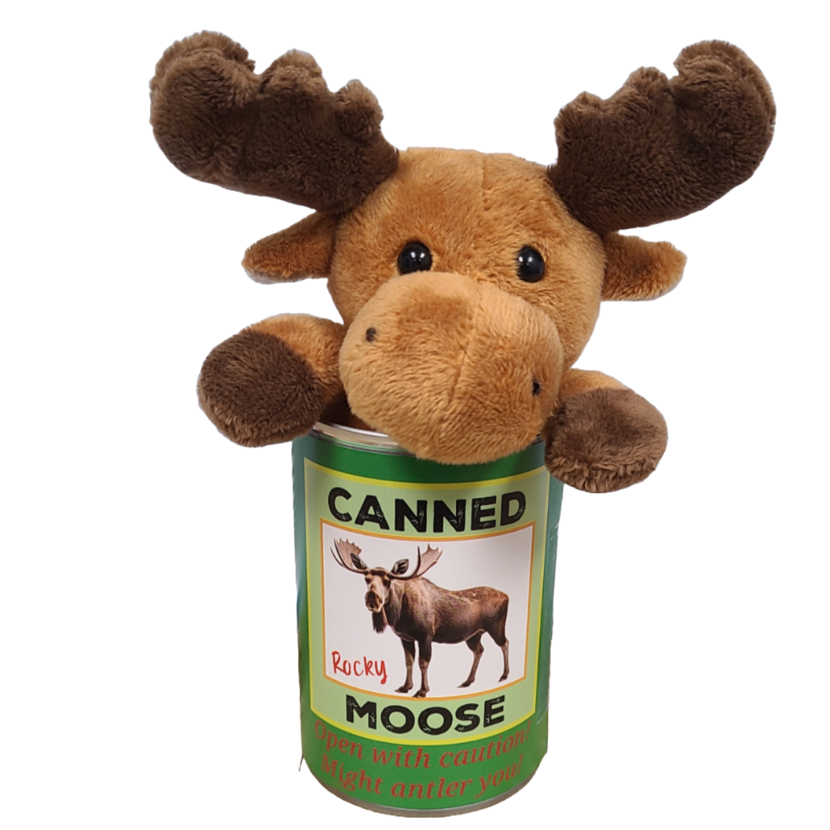 Rocky the Canned Moose - Stuffed Animal Plush w/Funny Jokes: Pop Top Lid