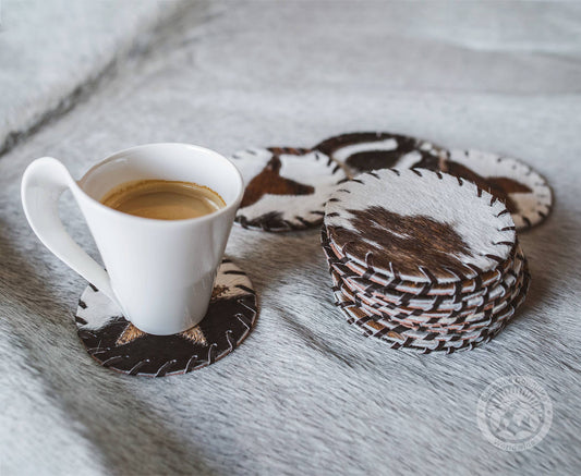 Cowhide Round Coasters