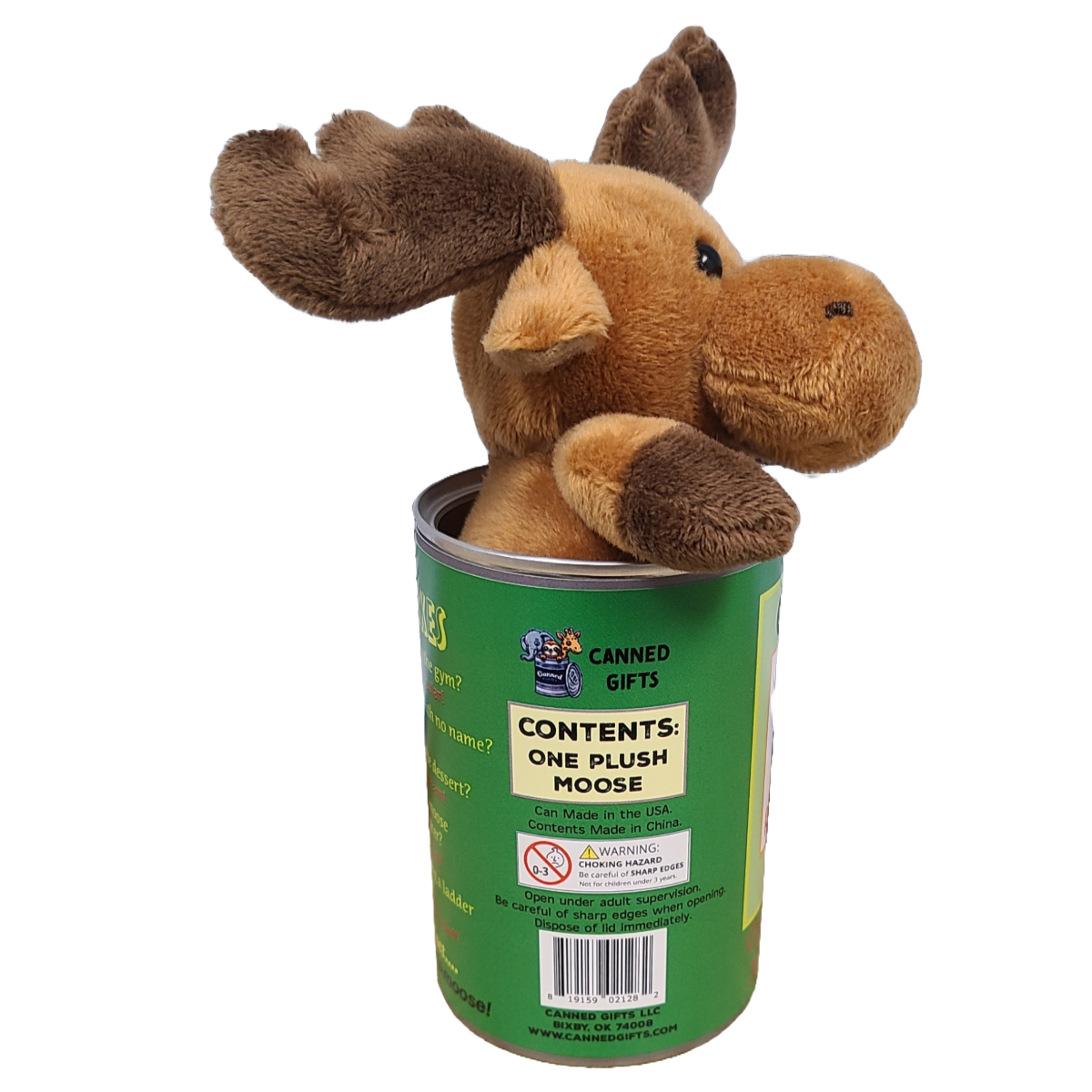 Rocky the Canned Moose - Stuffed Animal Plush w/Funny Jokes: Pop Top Lid