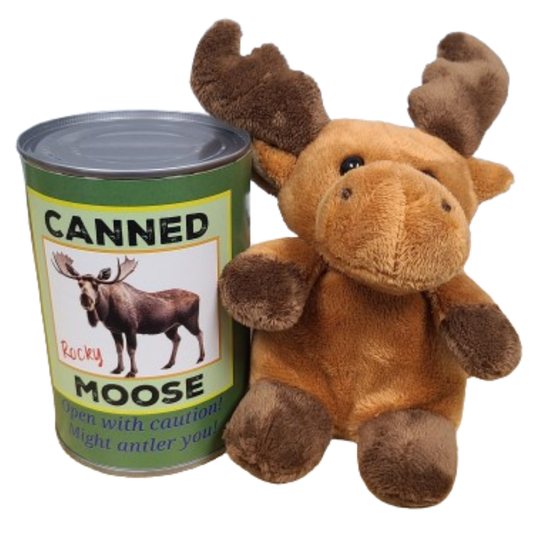 Rocky the Canned Moose - Stuffed Animal Plush w/Funny Jokes: Pop Top Lid