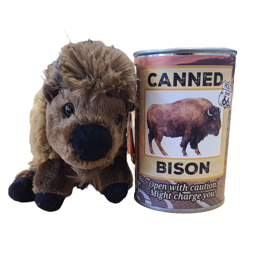 Route 66 Canned Bison - Eco-Friendly Recycled Plush Gift: Pop Top Lid