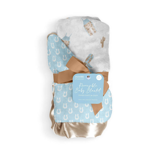 Reversible Baby Blanket | Howdy Partner Blue